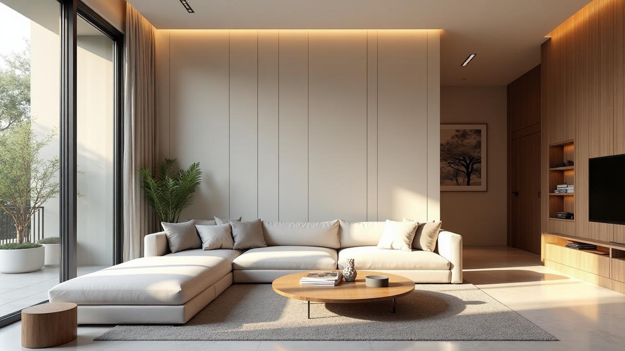 Rénovation intérieure moderne UPOQ - salon contemporain avec finitions haut de gamme